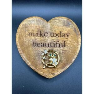 Gold Tone Owl Brooch with Stars